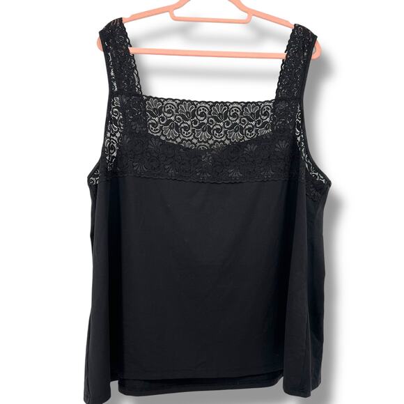 CATO Black Stretch Knit and Lace Camisole Tank Top 22/24 MotoBoho Whimsigoth - Picture 1 of 5